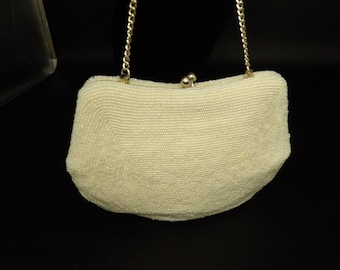 Vintage Magid White Beaded Purse