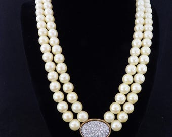 Vintage Avon Double Strand Faux Pearl Necklace