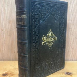 1880 The Works of Shakespeare Engravings Charles Knight Comedy of Errors Midsummer-Knight's Dream Tempest Leather Binding Antique Book