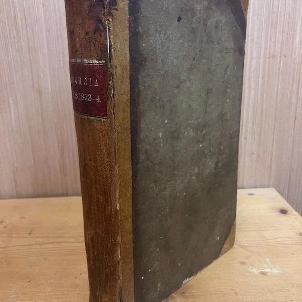 1854 Book owned by Georgia Confederate Soldier N.L. Hutchins Civil War Leather Book Antique