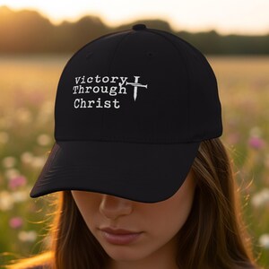 Victory Through Christ Hat, Christian Hat, Religious Hat, Faith Based Hat, Gift for Christian, Nail Cross, Jesus Christ Hat