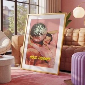 Sztuka ścienna retro, terapia dyskotekowa, plakat retro vintage, dekoracja wózka barowego, modny wydruk do salonu, dekoracja dopaminowa, pobieranie cyfrowe Preppy
