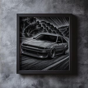 AE86 | Manga Inspired Car Art | 6&quot;x6&quot; Digital Print Download