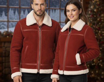 Giacca in pelle scamosciata rossa di Ryan Reynolds Spirited Cosplay Santa / Cappotto natalizio unisex fatto a mano