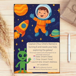 Spaceship Birthday Invitation - digital template