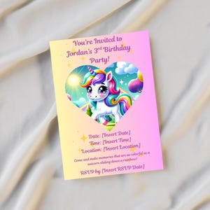 Unicorn Sparkle Birthday Invitation Digital Template