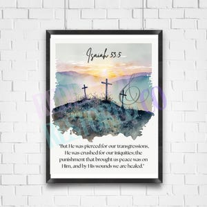 Isaiah 53:5 Wall Art Printable – Bible Verse Gift – Christian Scripture Decor – 8x10 – Instant Download
