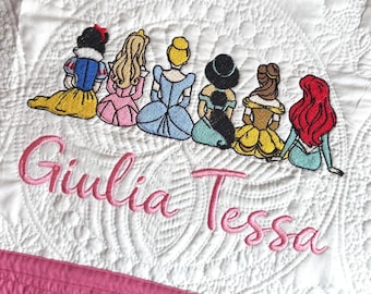 Classic Princess Monogram Baby Blanket – Personalized Baby Gift - Embroidered Newborn Keepsake Quilt
