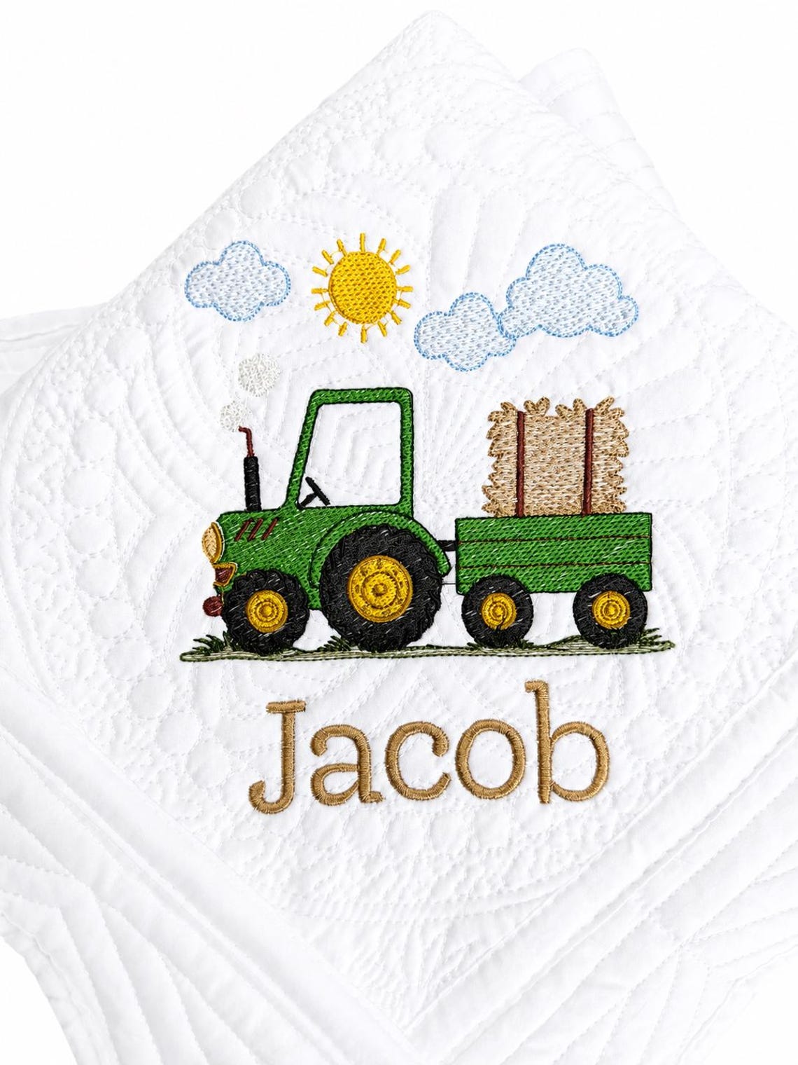 Personalized Tractor Baby Quilt