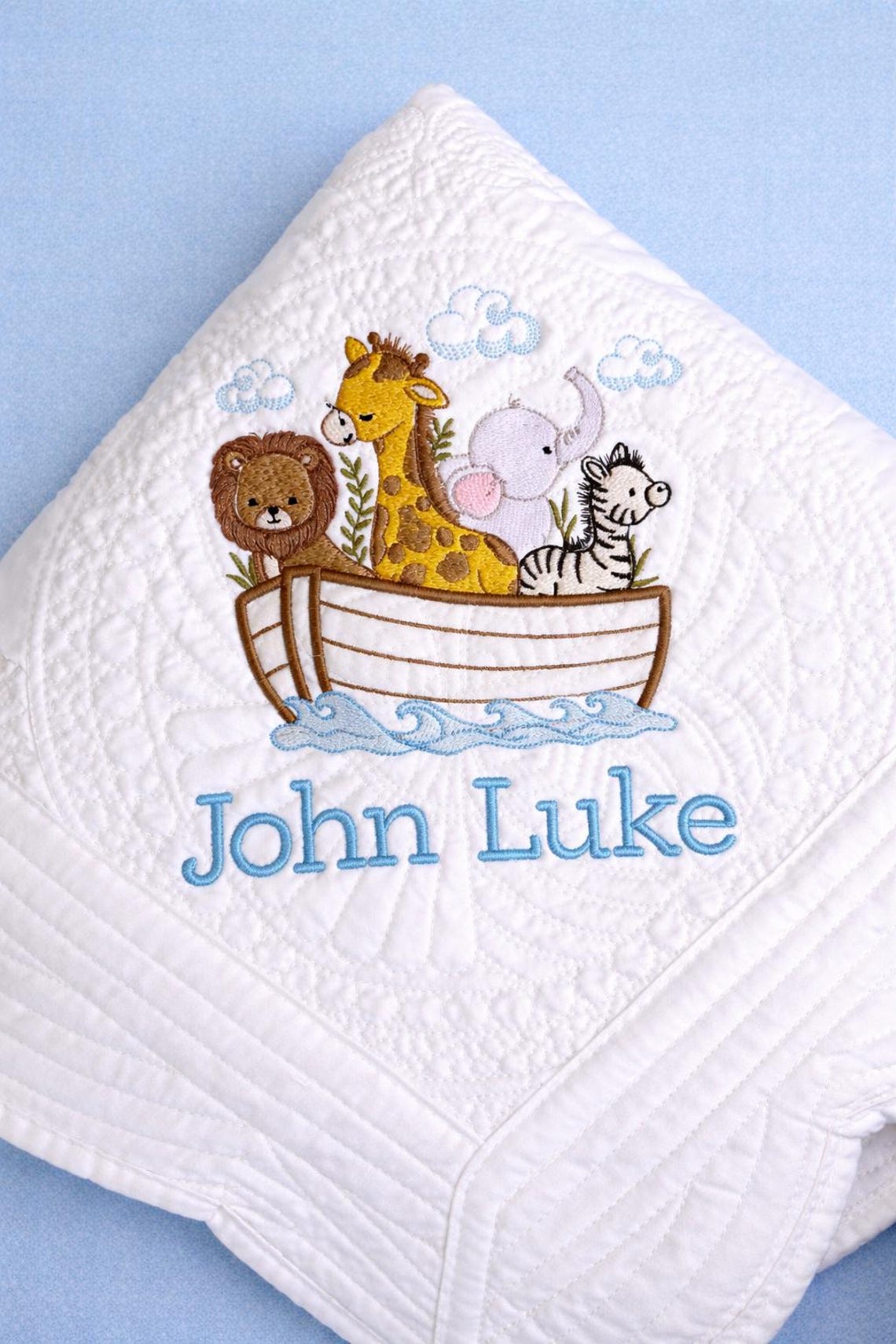 Personalized Baby Quilt with Noah’s Ark