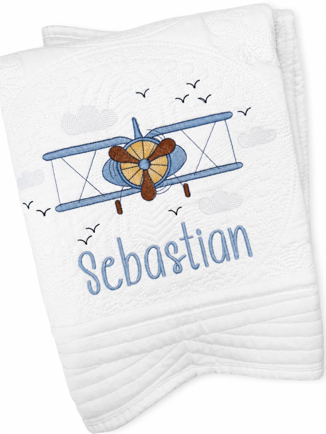 Personalized Airplane Baby Quilt
