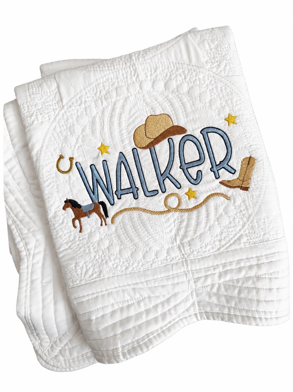 Personalized Cowboy Baby Quilt with Western Horse