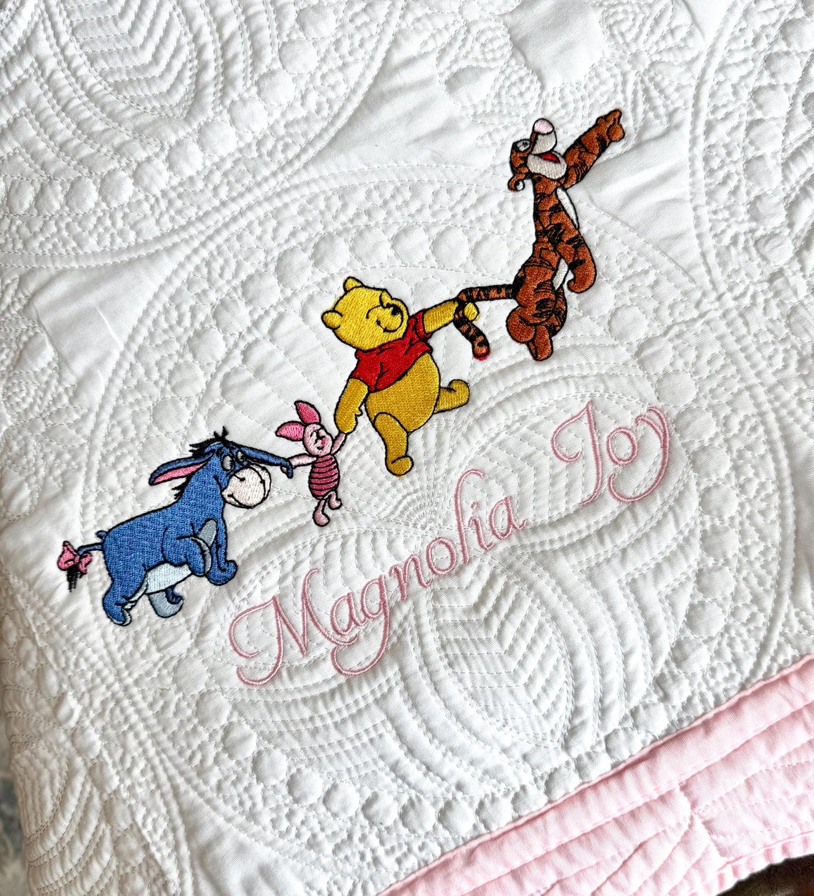 Classic Winnie the Pooh Monogram Baby Quilt
