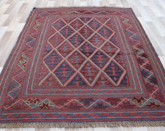 Tapete afegão de lã feito à mão – Design tribal Mashwani (1,31 x 0,94 m)