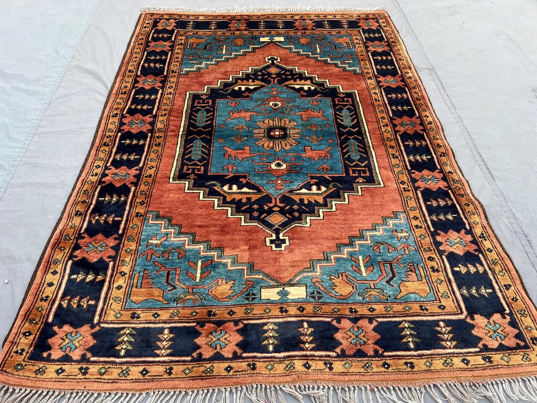Handmade Afghan Wool Rug | 6x4 Ft Tribal Geometric Medallion | Home ...