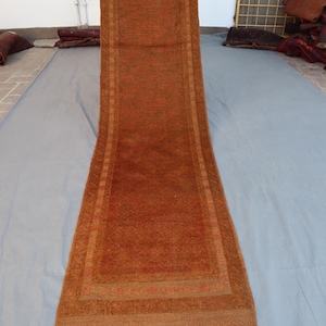 8.8x2 Ft Mashwani Runner Rug/ Oriental Afghan Tribal Vintage Wool Runner Rug/ Geometric Antique Hand-Knotted Wool Rug/ Hallway Runner Rug