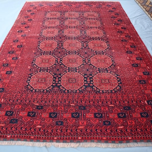 Afghan Bokhara Ersari Rug | 9.9x6.6 Ft Hand-Made Vintage Rug | Geometric Area Turkmen Tribal Wool Rug | Oriental Rug | Rug For Bedroom