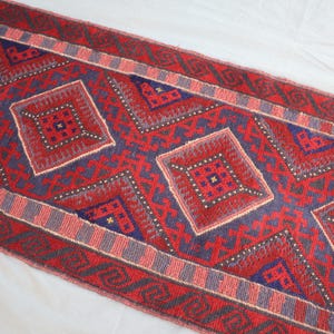 8x1.10 Ft Vintage  Oriental Mashwani Runner Rug/ Afghan Tribal Hand-Knotted Wool Runner Rug/ Geometric Medallion Runner Rug/ Entryway Rug