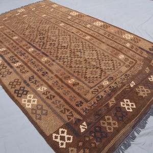 8.8x5.4 Vintage Kilim Rug Terracotta Antique faded Afghan Hand Knotted Flatweave Tribal Kilim Rug  Oriental Wool Rug  Bedroom Rug 264x163 Cm