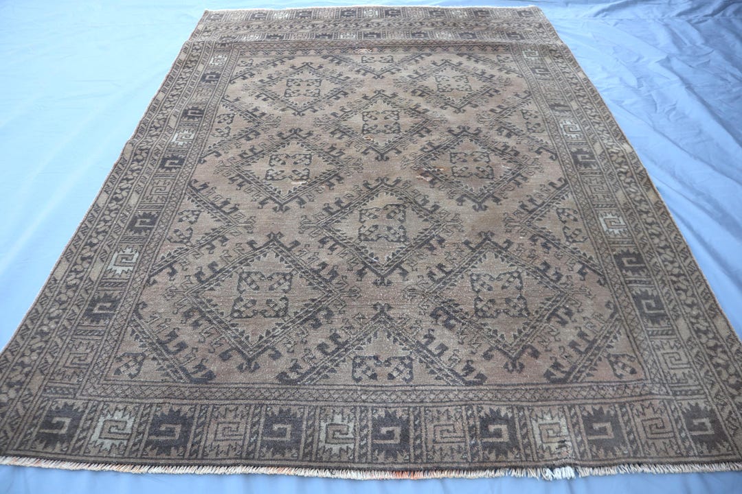 Vintage Chinar Gull 5.6x4.2 Ft Terracotta Rug/ 1970s Afghan Tribal Hand ...