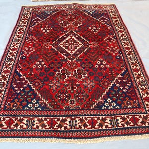 Persian-Style Antique Red Rug/ Afghan Tribal Hand-Knotted Pure Wool Area Rug/ Authentic Kazak Pattern Rug/ Natural Veg Dyes Rug/ Bedroom Rug