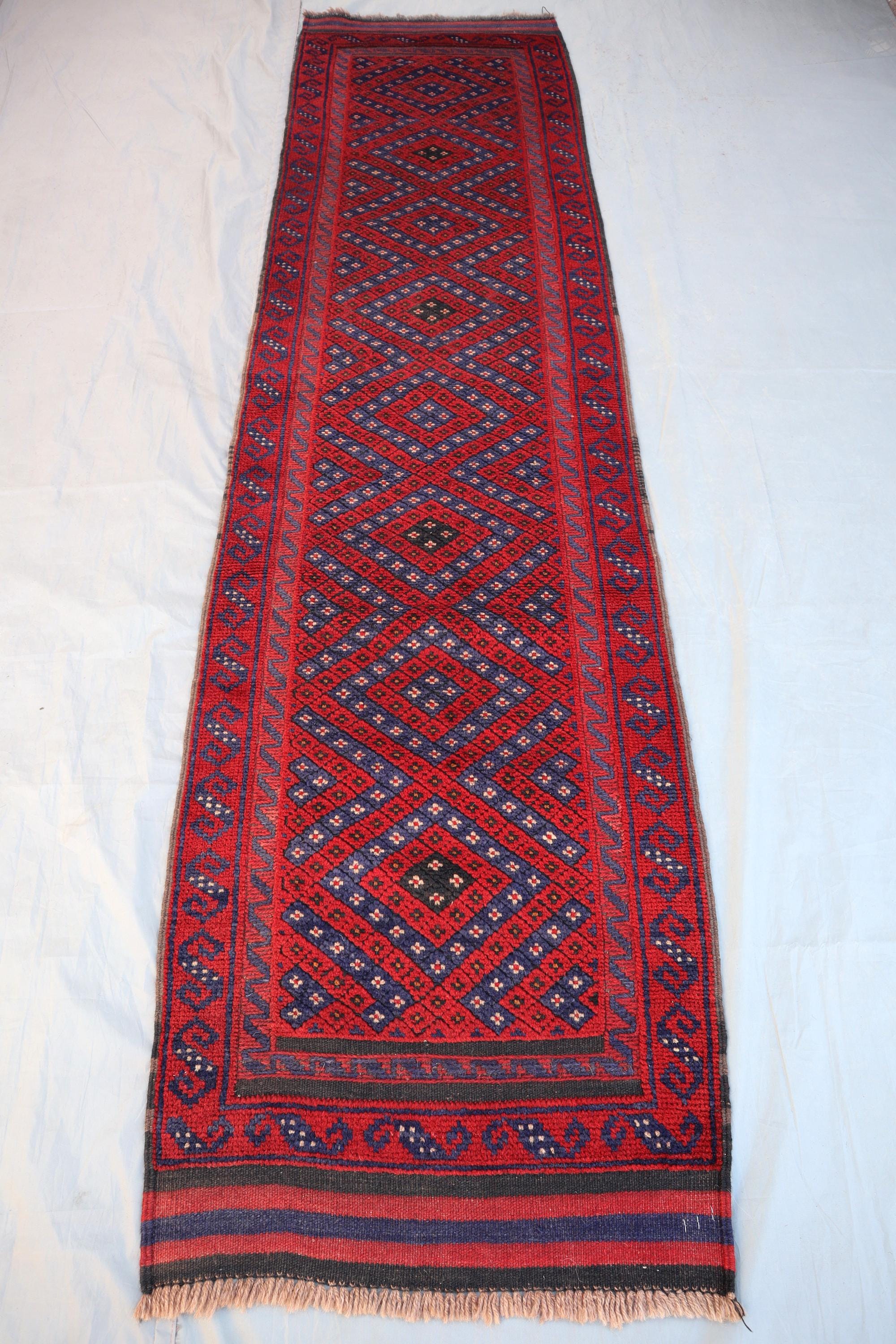 手織りヴィンテージトライバルラグ/アフガニスタンマシュワニランナー