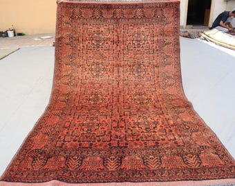 Vintage Terracotta Turkoman Rug, Geometric Wool Carpet (4.3x6.9)
