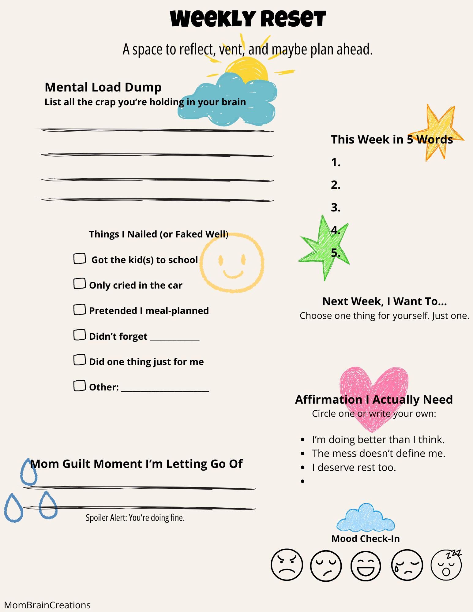 Funny Printable Mom Planner – 3-page Daily & Weekly Journal for Moms ...