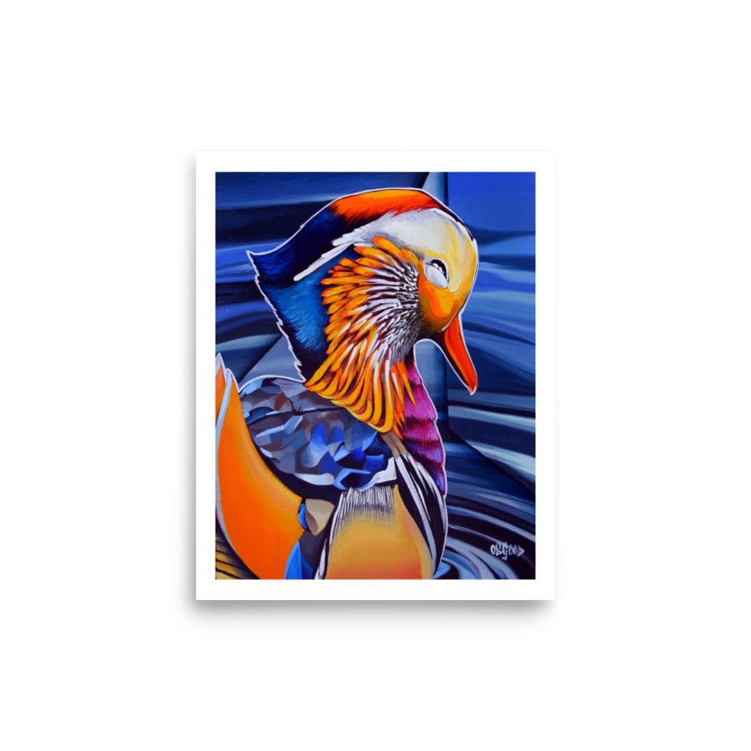 Mandarin Duck in Blue Unframed Art Print - Etsy