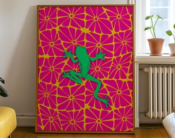 Colorful Frog Art Print: Retro Pop Art Jungle Decor (Digital Download