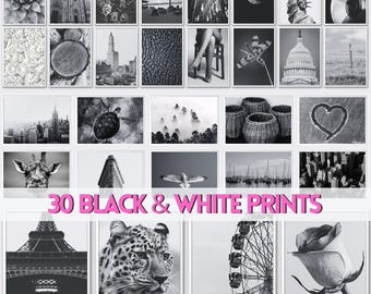 Arte mural en blanco y negro, set de impresiones fotográficas (descarga digital, 30 impresiones)