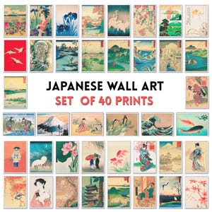 Vintage Japanese Art Print Set: Japandi Gallery Wall (Digital Download, 40 Prints)