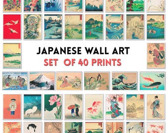 Conjunto de láminas de arte japonés vintage: Japandi Gallery Wall (descarga digital, 40 láminas)