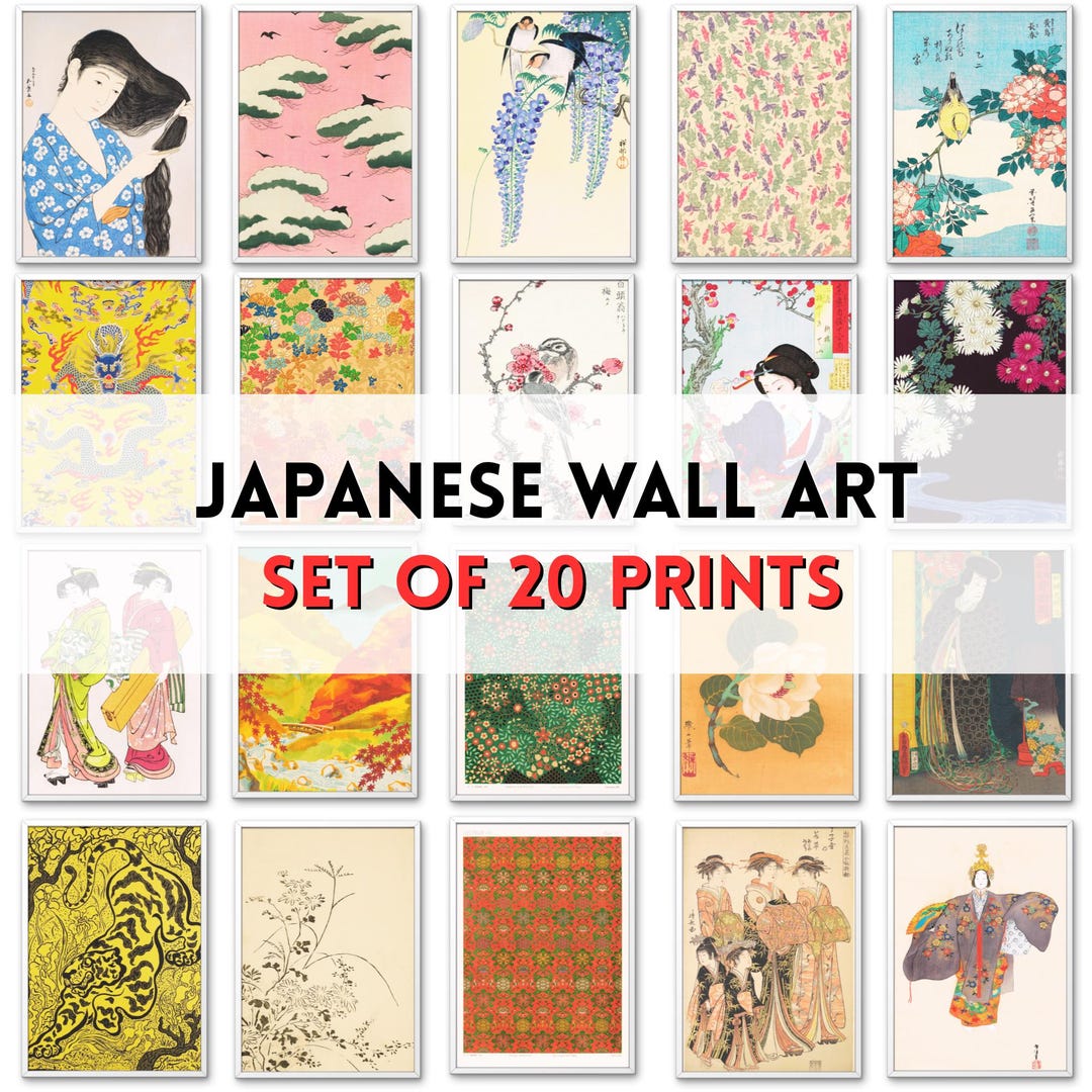 Vintage Japanese Art Print Set: Japandi Gallery Wall Poster (digital ...