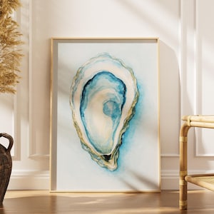 Watercolor Oyster Shell Print: Coastal Beach House Decor (Digital Download
