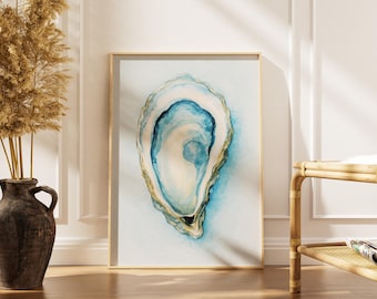 Watercolor Oyster Shell Print: Coastal Beach House Decor (Digital Download)