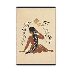 Floral Braid Woman Canvas Art: Boho Feminine Decor