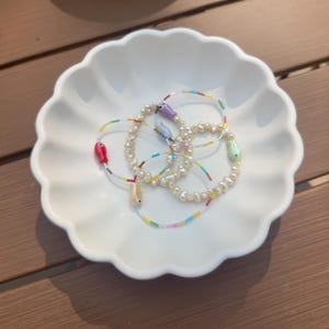 fish beaded bracelet - handmade bracelet - pearl beads - skinny beads - colorful bracelet - stackable jewelry - unique bracelets
