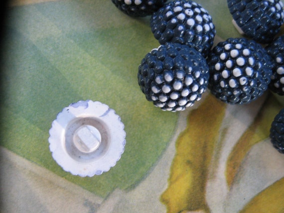 12 Chunky Dark Blue Square Top 1940/'s Plastic Buttons