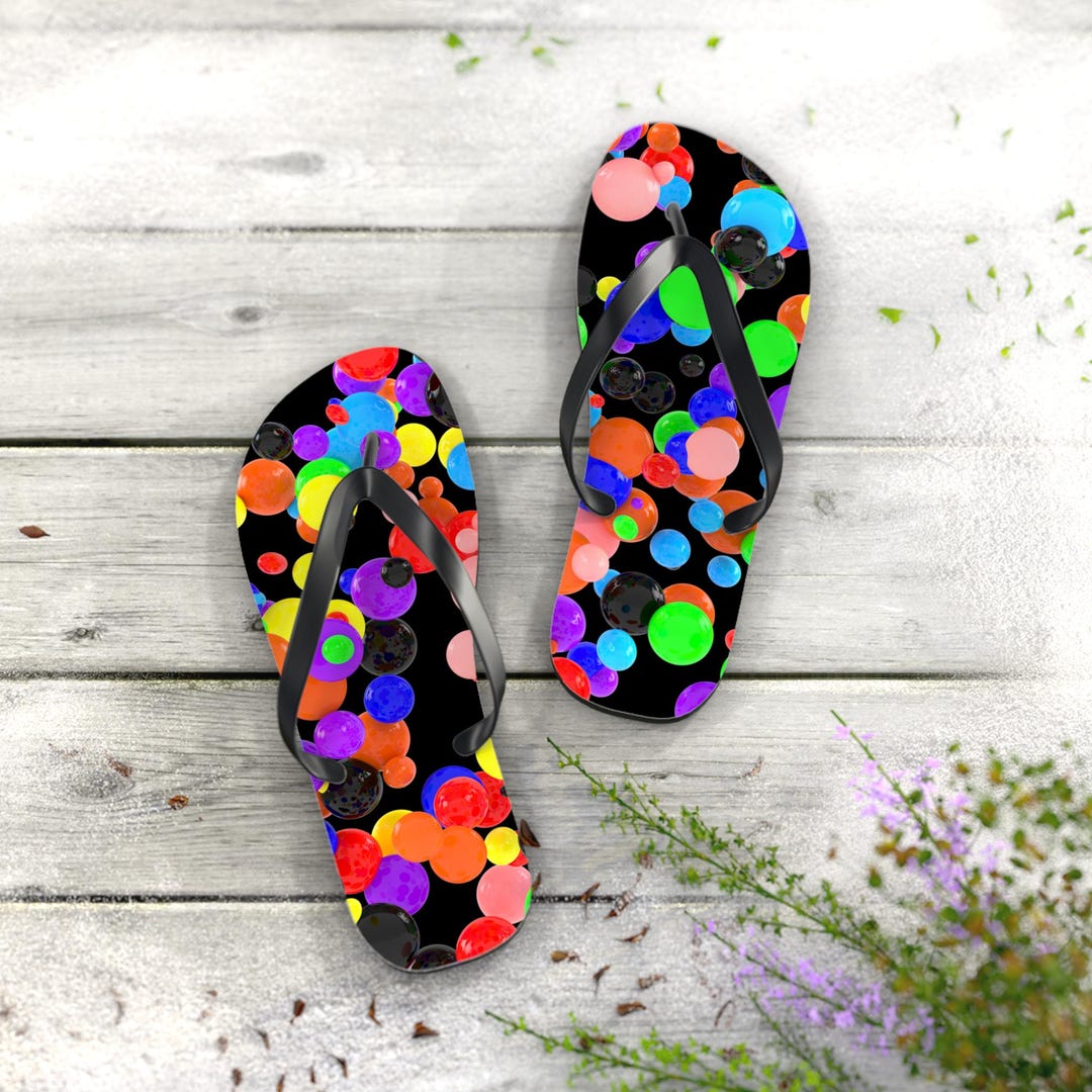 Colorful Beach Flip Flops: Funky Summer Polyester Sandals - Etsy