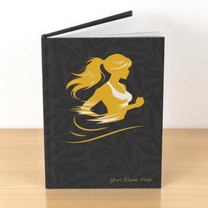Carnet cartonné personnalisé Running Woman | Cahier de motivation pour les amateurs de fitness, cadeaux pour athlètes, journal d'entraîneur personnel