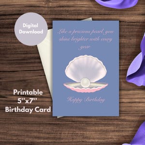 Tarjeta de cumpleaños imprimible, tarjeta de cumpleaños perlada, producto digital, elegante tarjeta de cumpleaños perlada, tarjeta de felicitación digital perlada, descarga instantánea