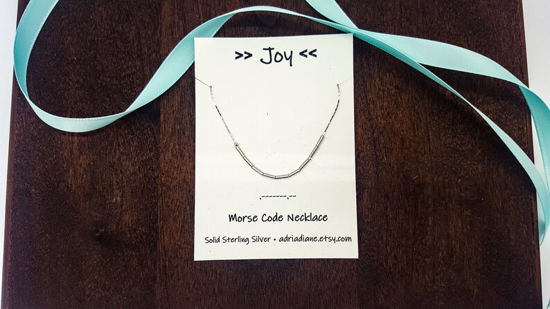 Morse Code Necklace in Sterling Silver 18 JOY
