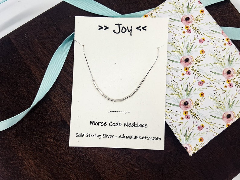 Morse Code Necklace in Sterling Silver 18 JOY
