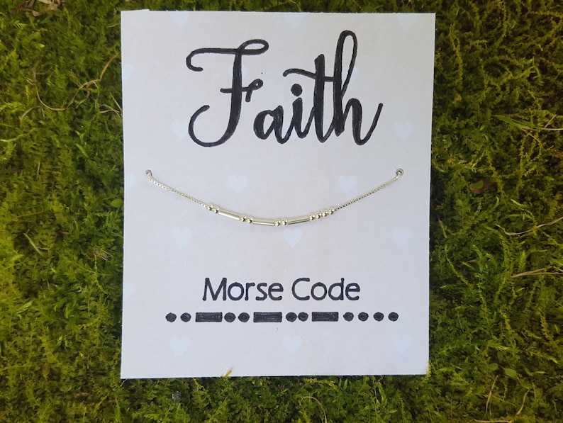 FAITH Morse Code Necklace in Sterling Silver 18