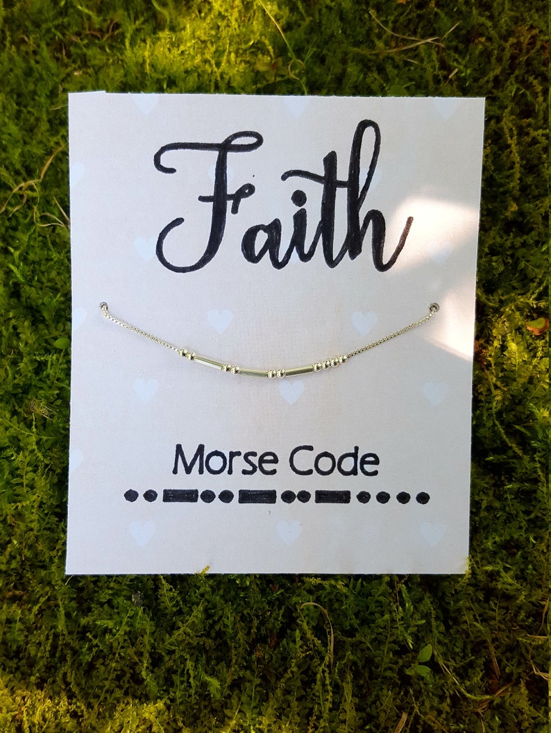 FAITH Morse Code Necklace in Sterling Silver 18