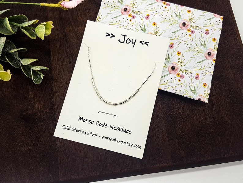 Morse Code Necklace in Sterling Silver 18 JOY