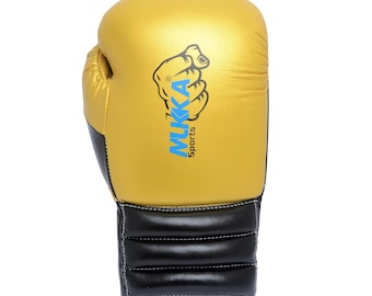 Pro Boxing Gloves: MMA, Muay Thai Training - Hook & Loop or Lace-Up