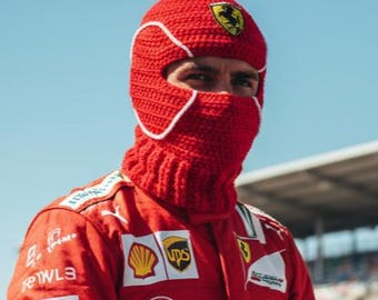 Handmade Crochet Racing Balaclava | Red Costume Mask