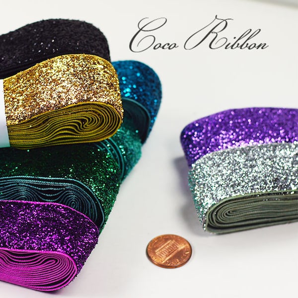 5 Yards 1 inch 25mm Sparkle Metallic Glitter Velvet Ribbon - 16 Colors